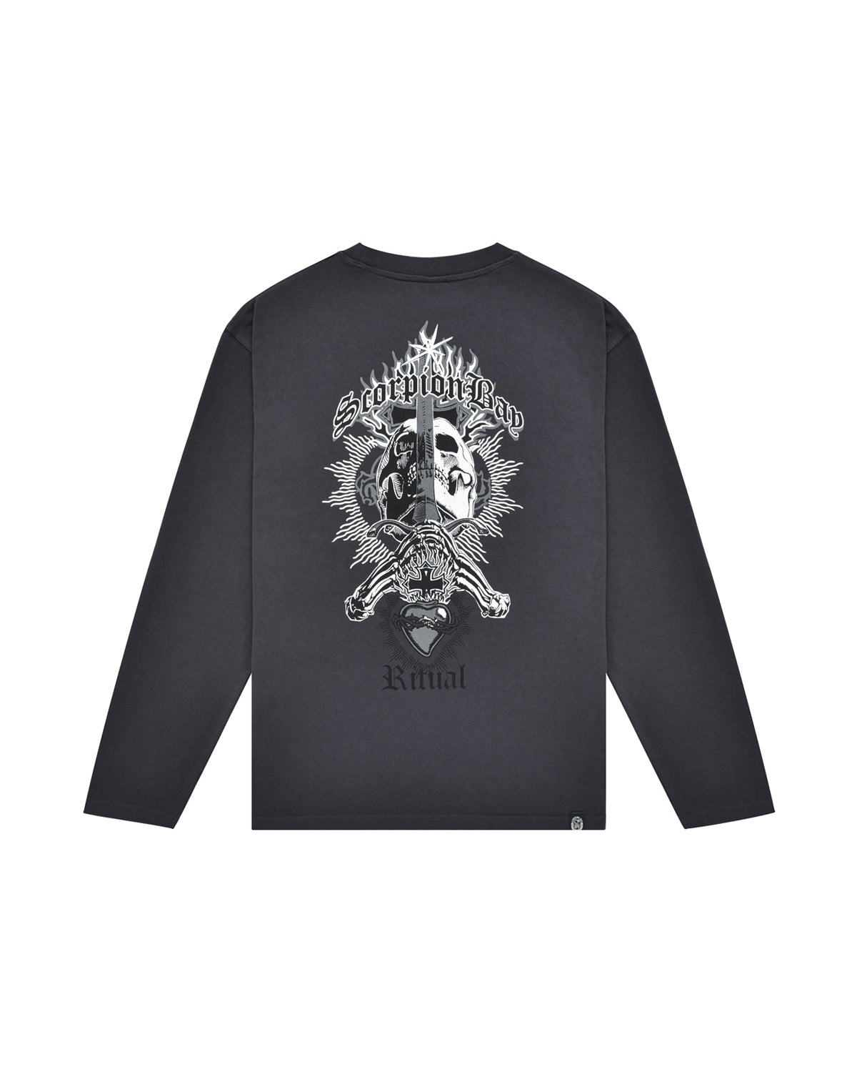 Men | Ritual Long Sleeve T-Shirt Og "Skull&amp;Sword" In 100% Cotton