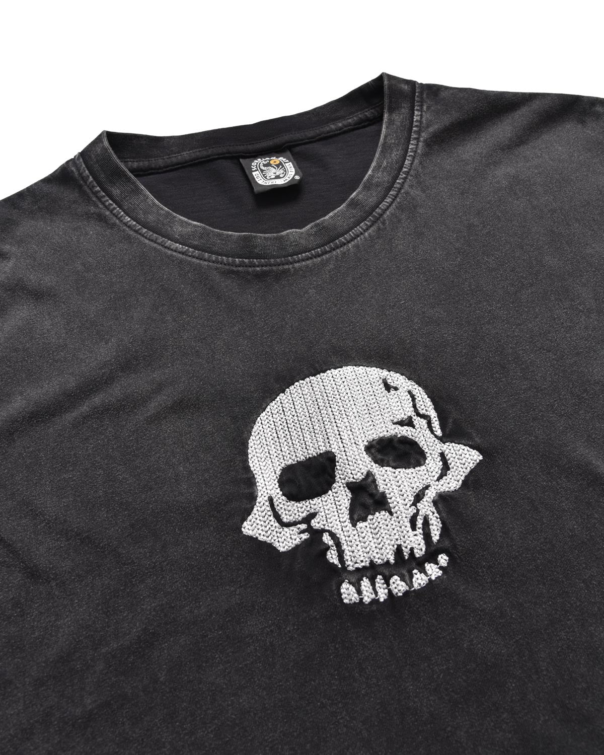 Uomo | T-Shirt Nera Con Ricamo Teschio In 100% Cotone