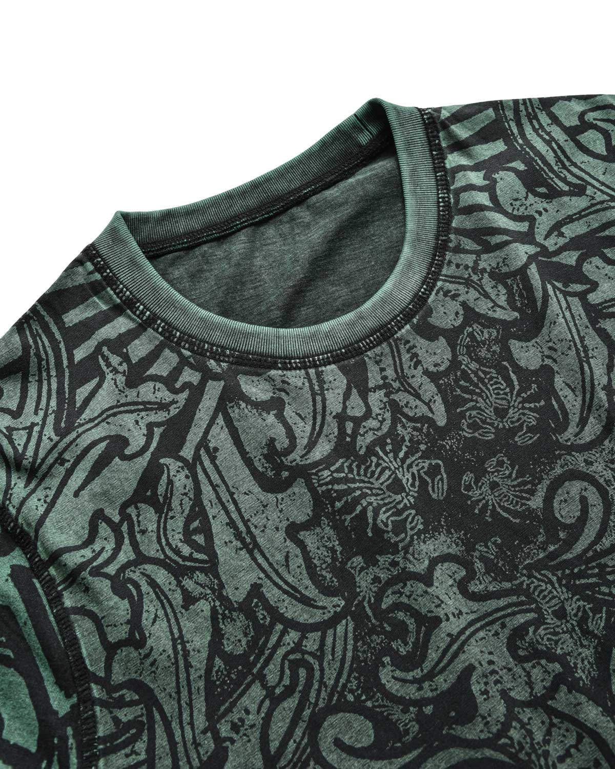 Man | Washed Doubleface Aquamarine T-Shirt With All-Over “Dept De Surf | V-Shirts