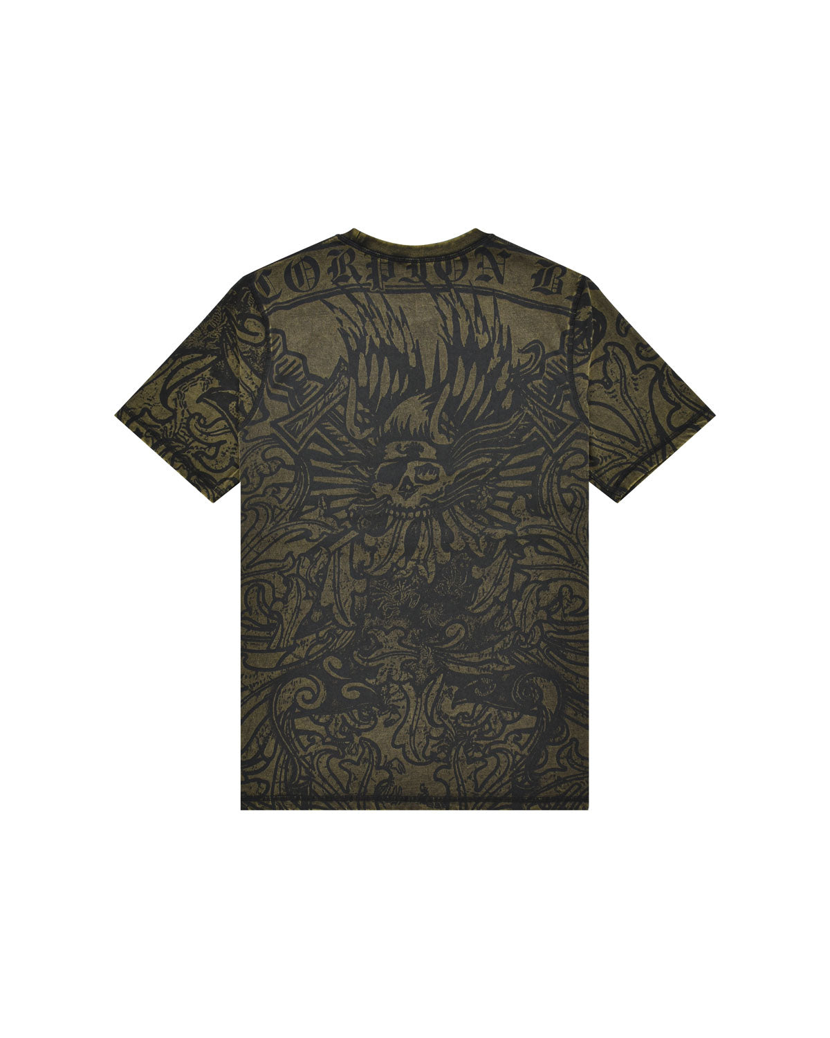 Man | Washed Doubleface Yellow T-Shirt With All-Over “Dept De Surfismo” Print