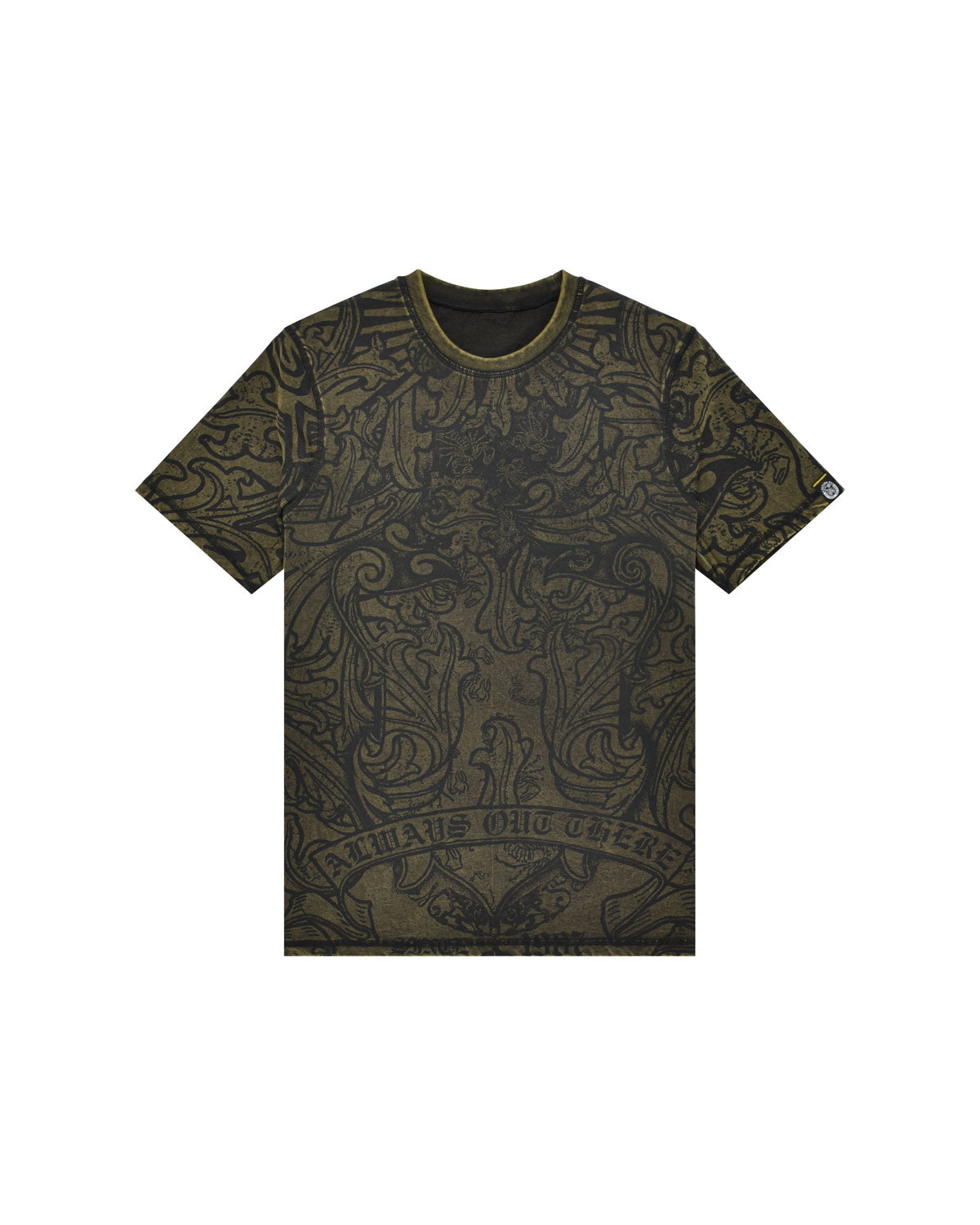 Man | Washed Doubleface Yellow T-Shirt With All-Over “Dept De Surfismo” Print