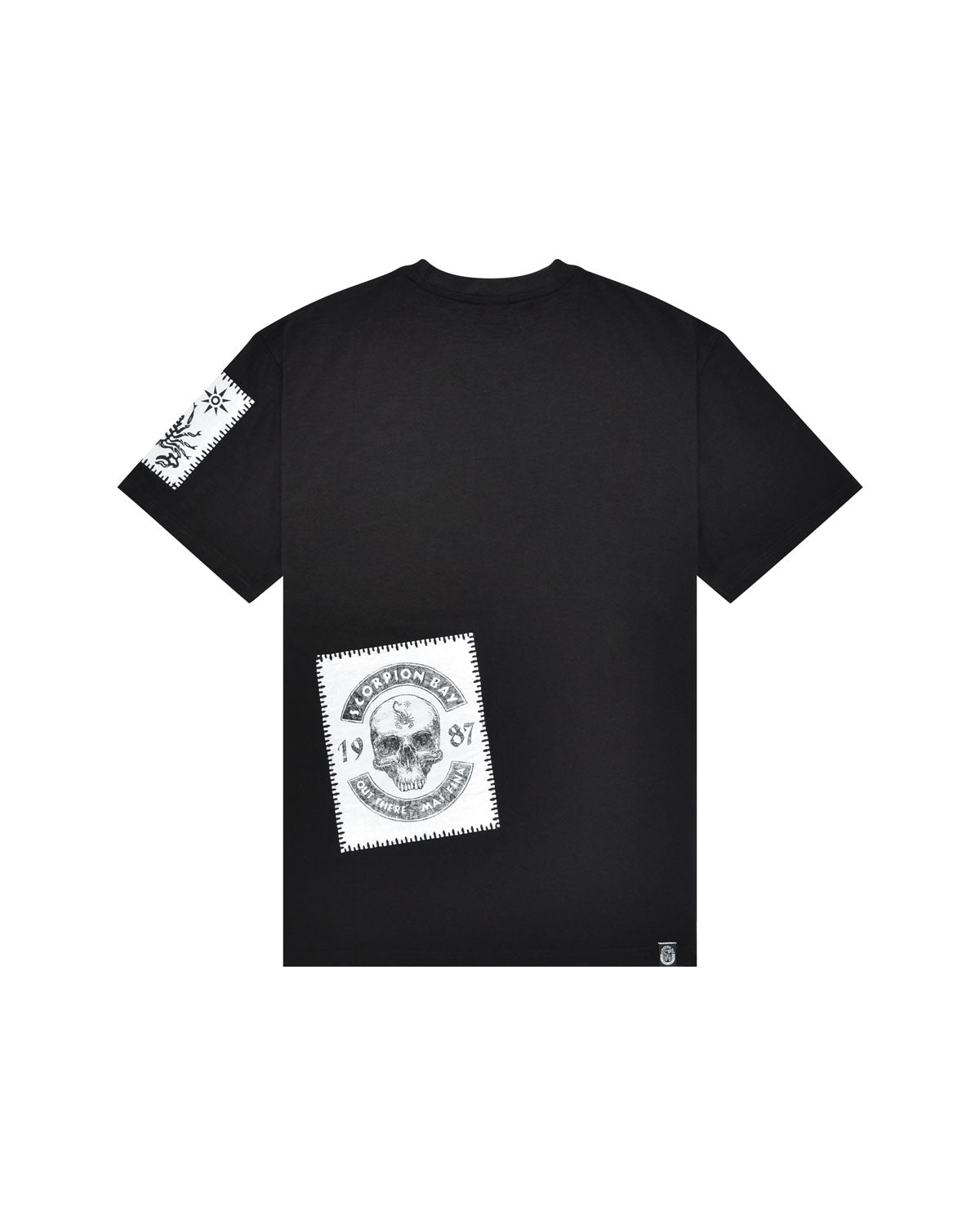 Man | Black T-Shirt With Patches In 100% Cotton