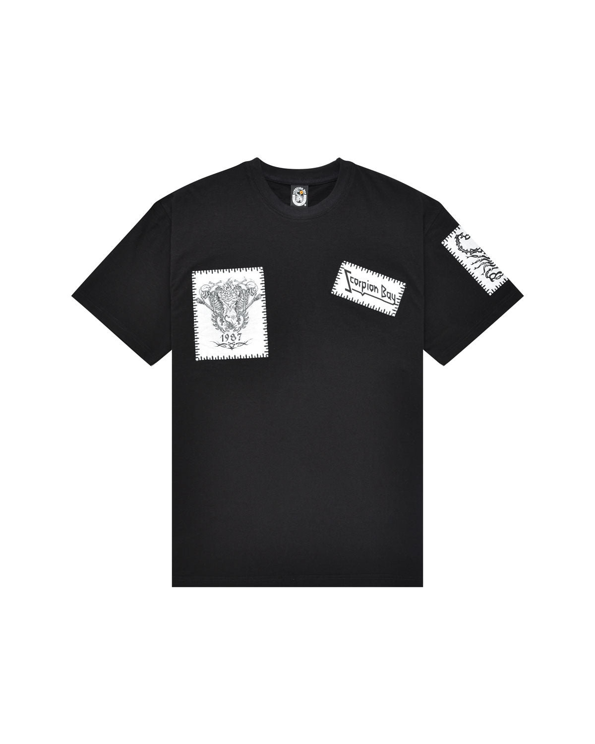 Man | Black T-Shirt With Patches In 100% Cotton