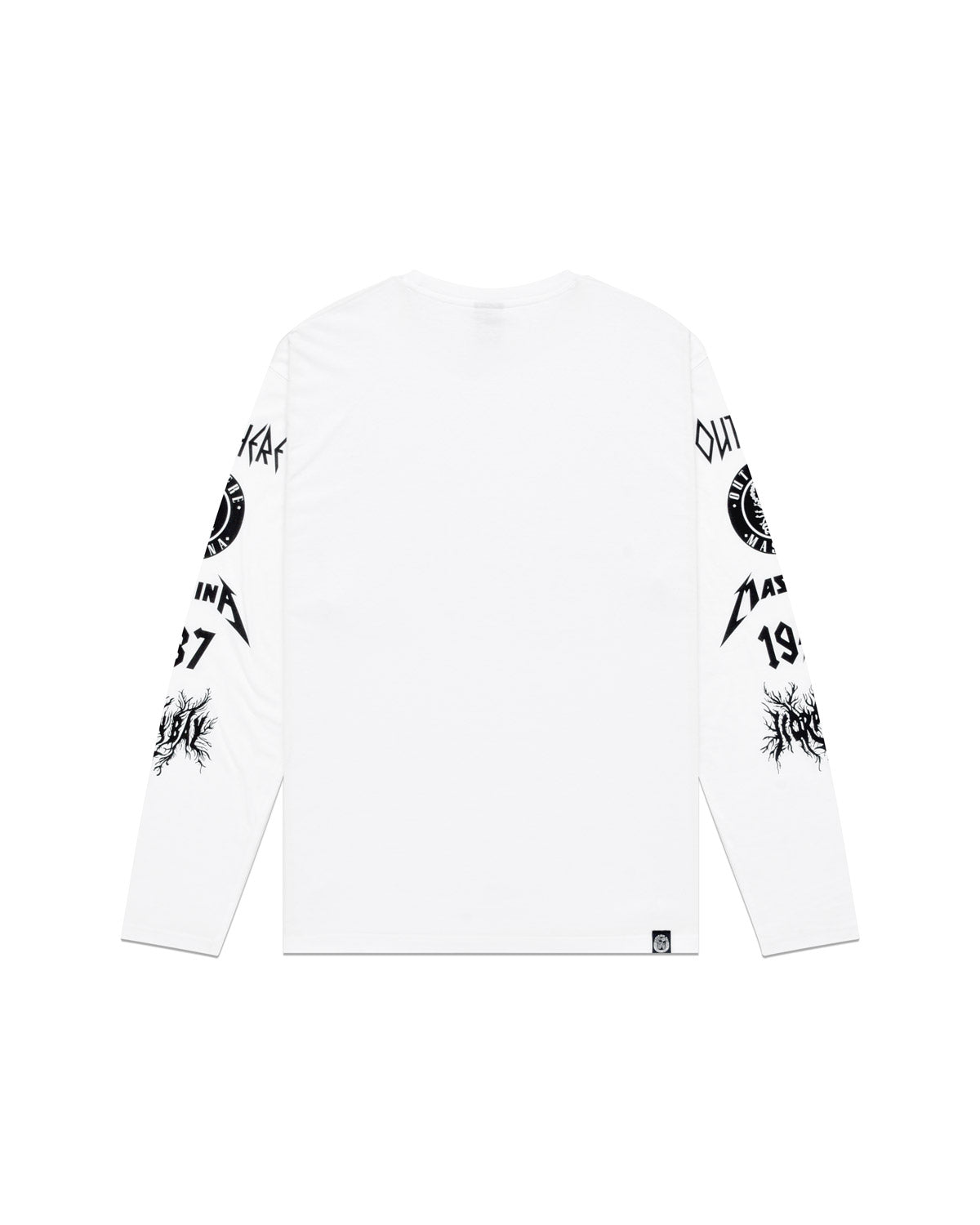Man | White Long Sleeve Stickers T-Shirt In 100% Cotton