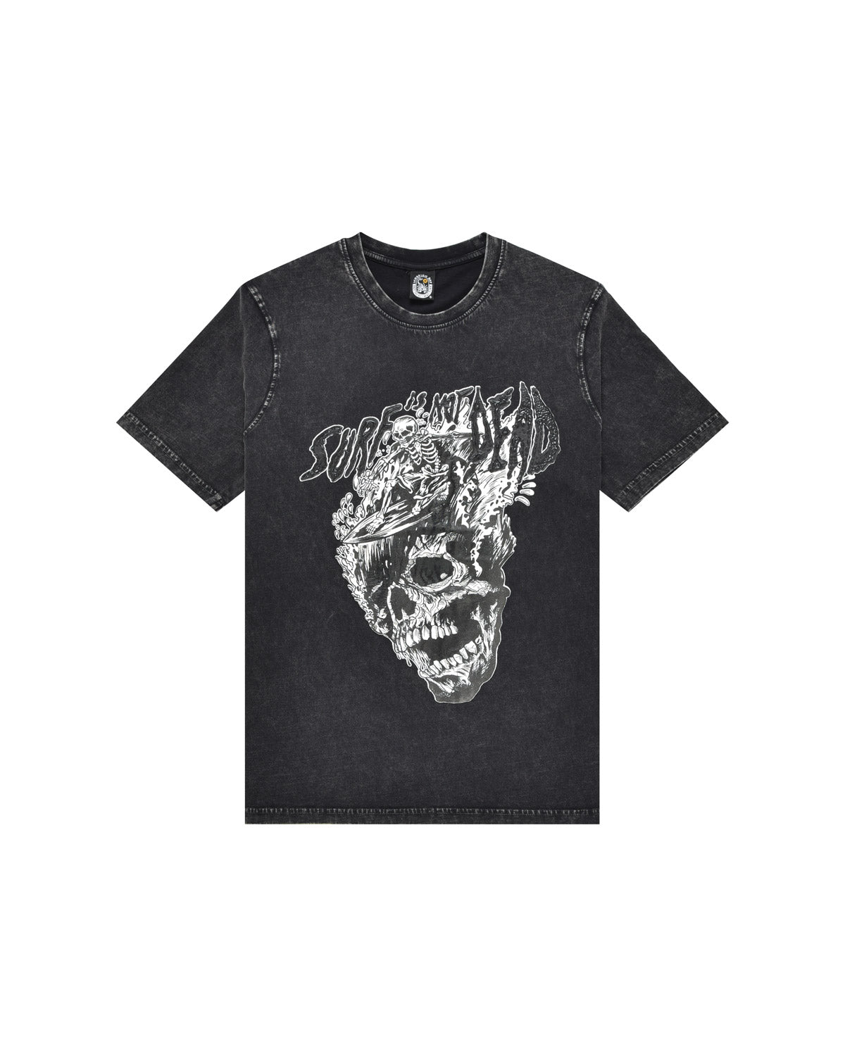 Man | Black T-Shirt "Surf Is Not Dead" Washed Effect