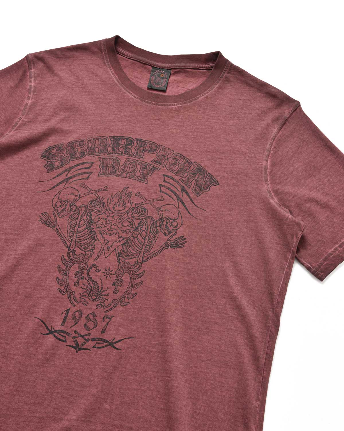 Uomo | T-Shirt Sfumata Color Mattone Con Stampa “Bones 1987”