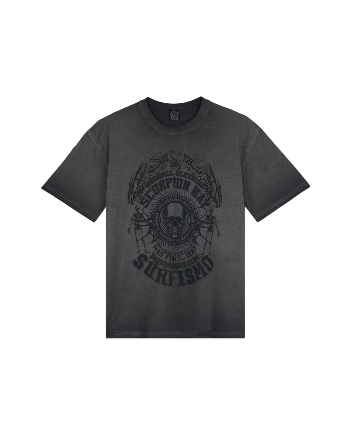 Uomo | T-Shirt "Skull Surfismo" Color Carbone - Scorpion Bay