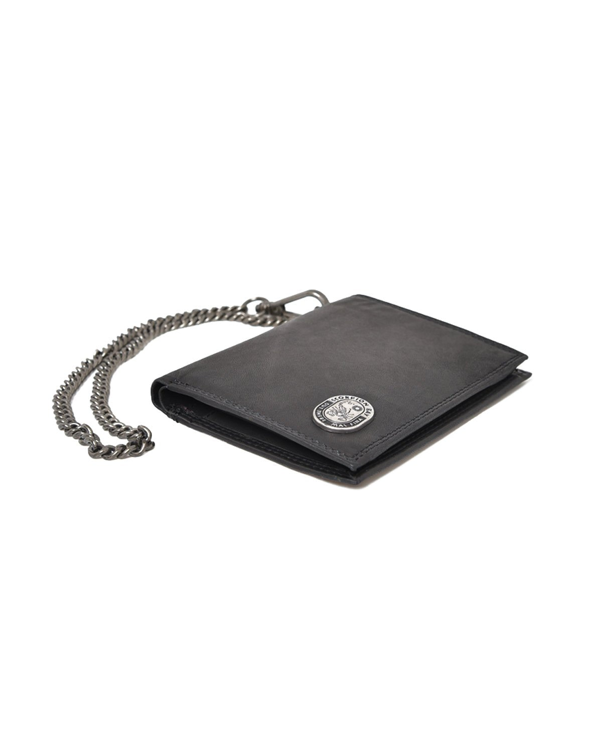Portafoglio in pelle con catena e logo in metallo Scorpion Bay