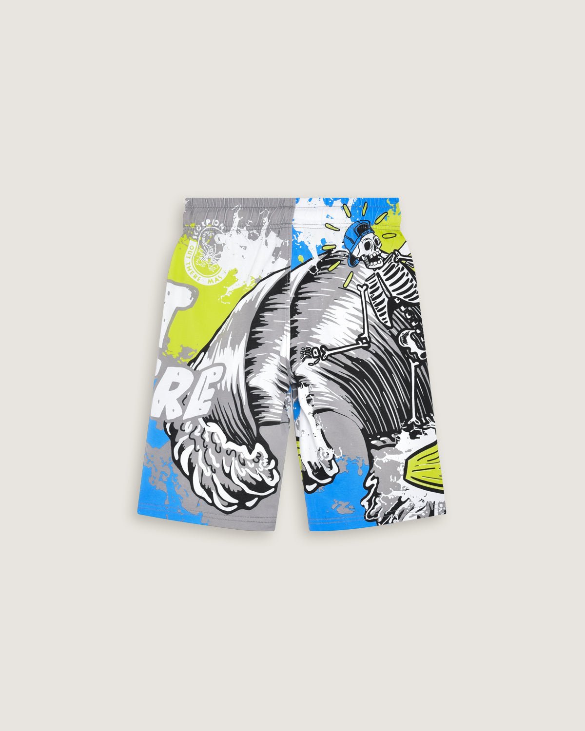 Bambino | Bermuda School Of Surf Color Carbone In 100% Cotone Con Stampa "Out There Mas Fina" - Scorpion Bay