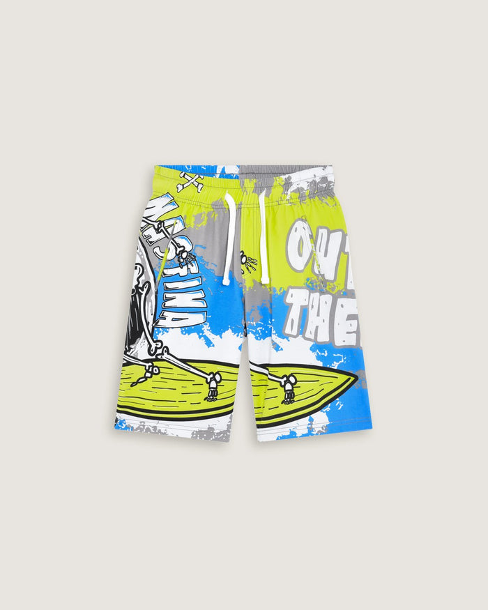 Bambino | Bermuda School Of Surf Color Carbone In 100% Cotone Con Stampa "Out There Mas Fina" - Scorpion Bay