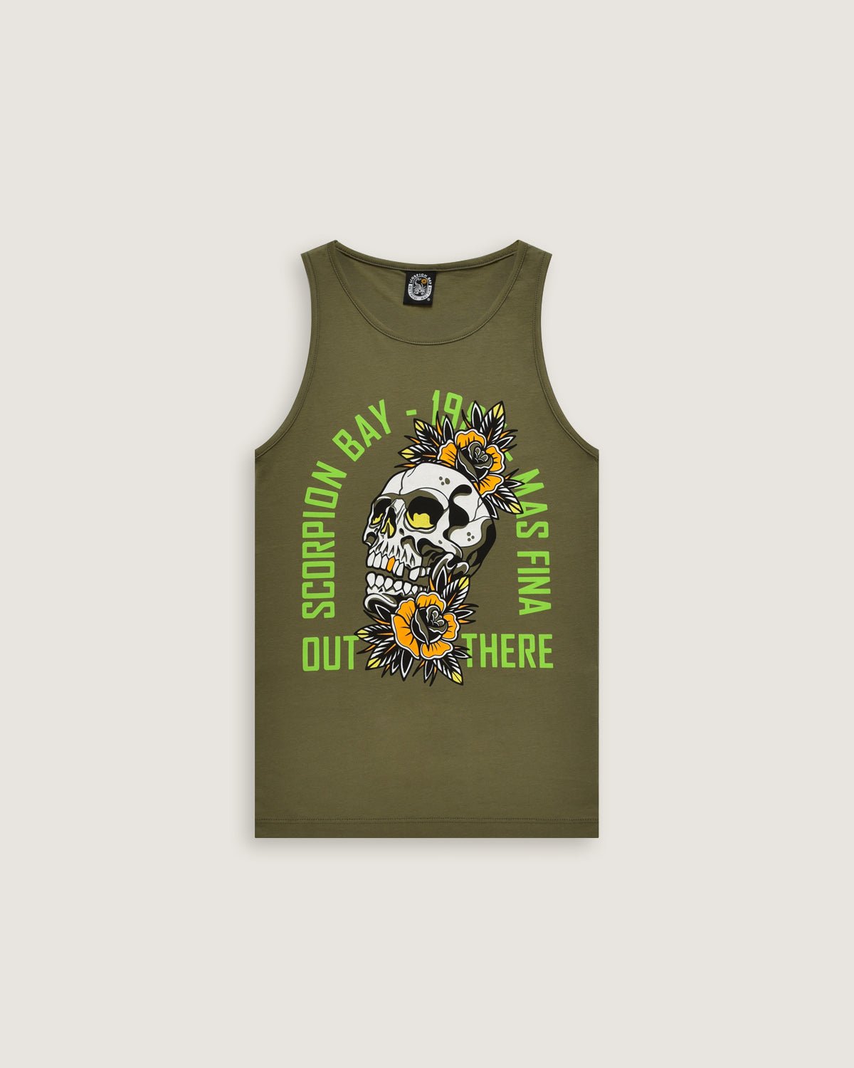 Bambino | Canotta Verde Con Stampa "Floreal Skull" - Scorpion Bay