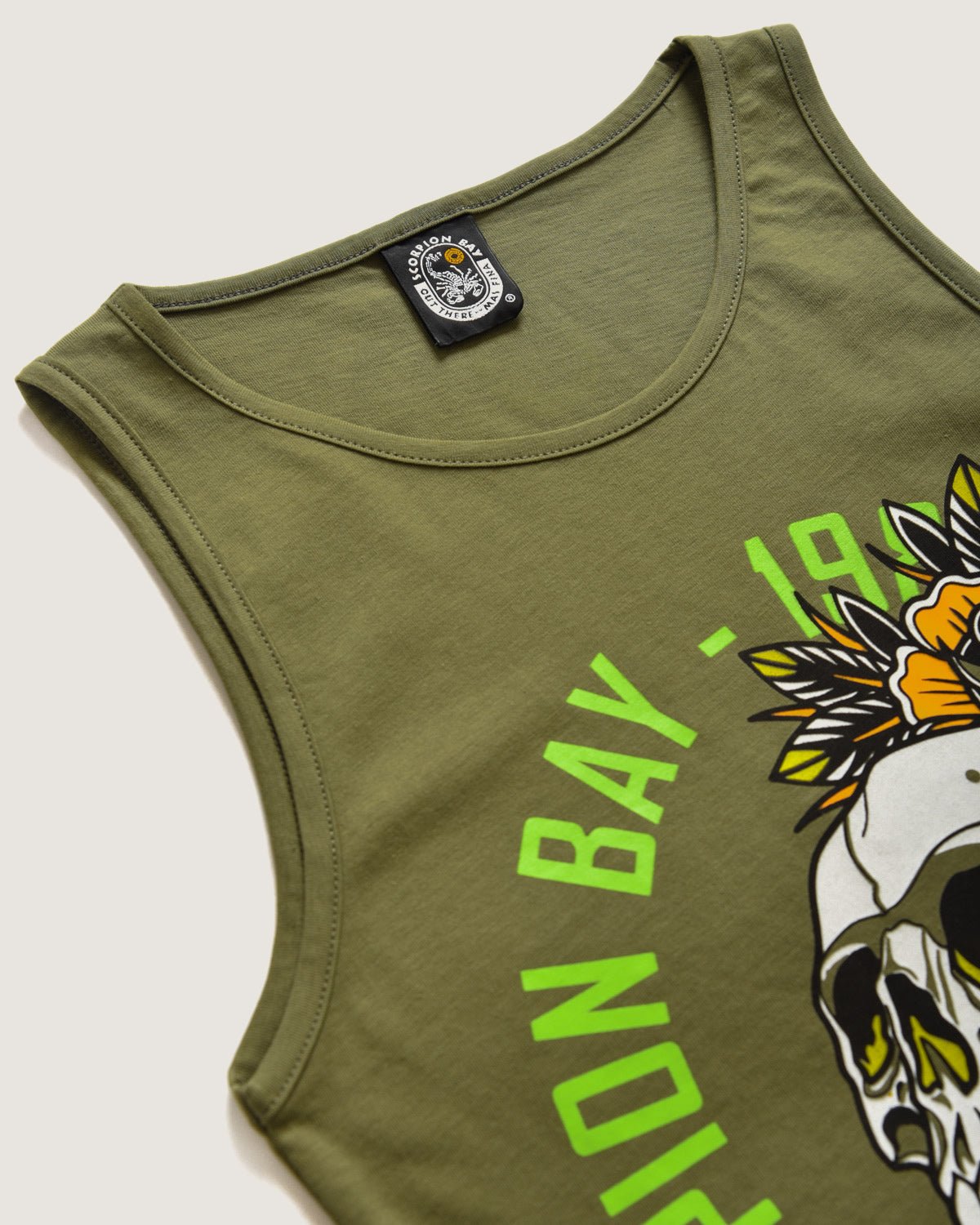 Bambino | Canotta Verde Con Stampa "Floreal Skull" - Scorpion Bay