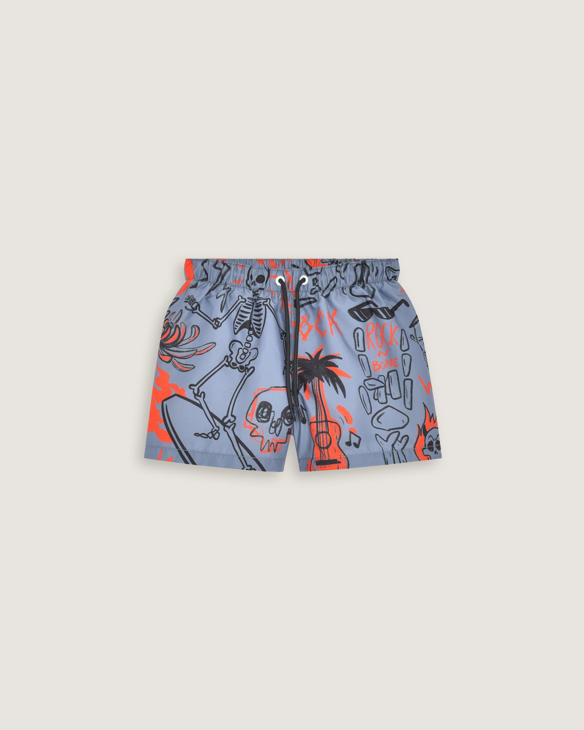 Bambino | Costume Volley Antracite Con Stampa All-Over "Sketched Skull"