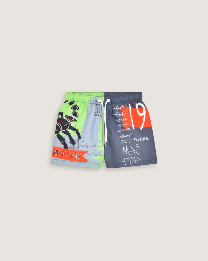 Bambino | Costume Volley Color Carbone Con Stampa "Sketched Scorpion" - Scorpion Bay