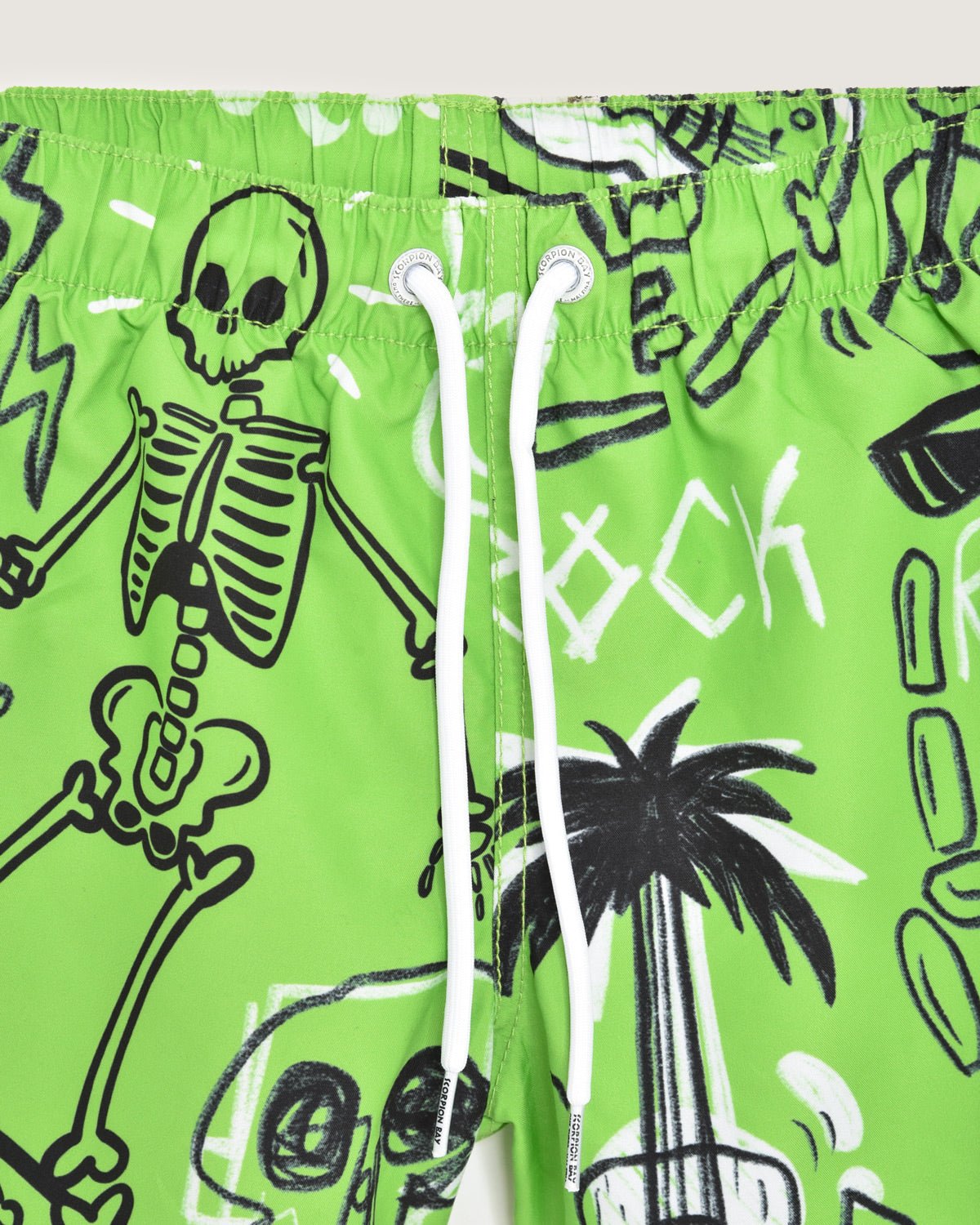 Bambino | Costume Volley Verde Con Stampa All - Over "Sketched Skull" - Scorpion Bay