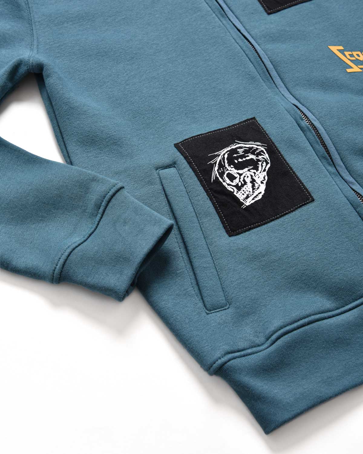 Bambino | Felpa Con Toppe "Robo Skull" Con Cappuccio E Zip Color Petrolio - Scorpion Bay