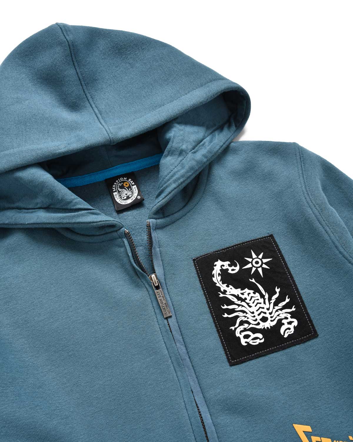 Bambino | Felpa Con Toppe "Robo Skull" Con Cappuccio E Zip Color Petrolio - Scorpion Bay