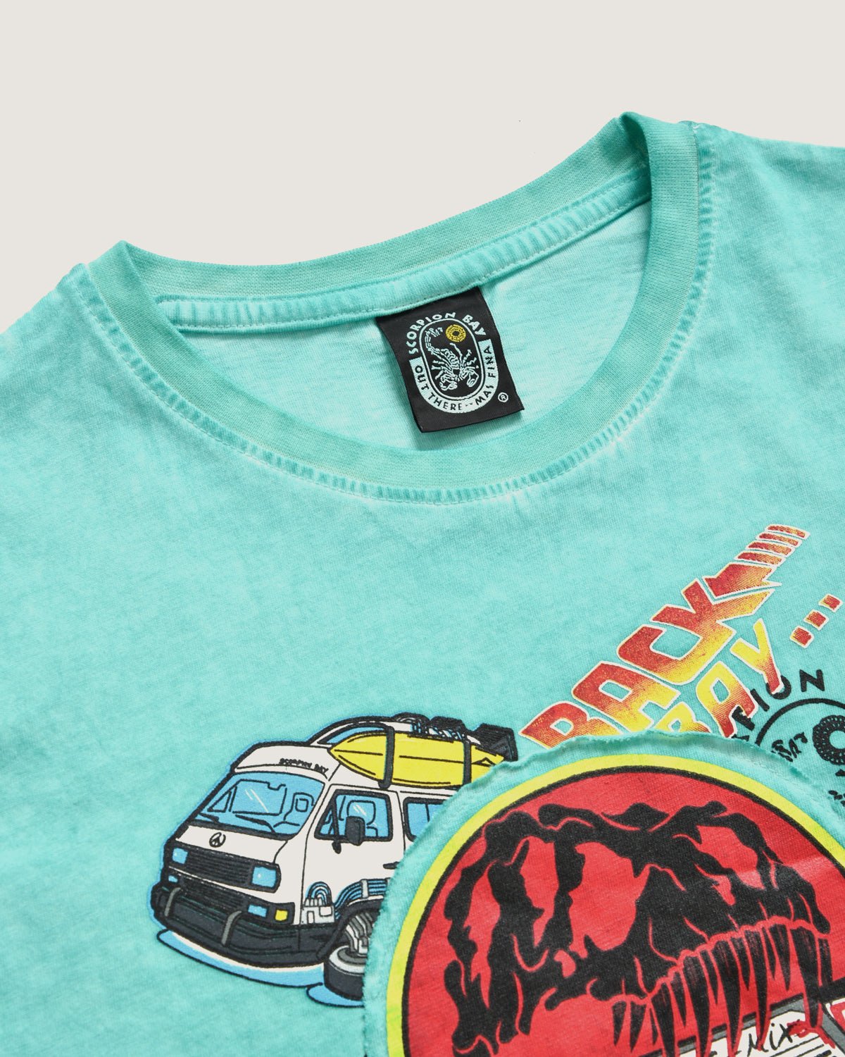 Bambino | T-Shirt 100% Cotone Color Acquamarina Con Stampa "Hollywood Stickers" - Scorpion Bay