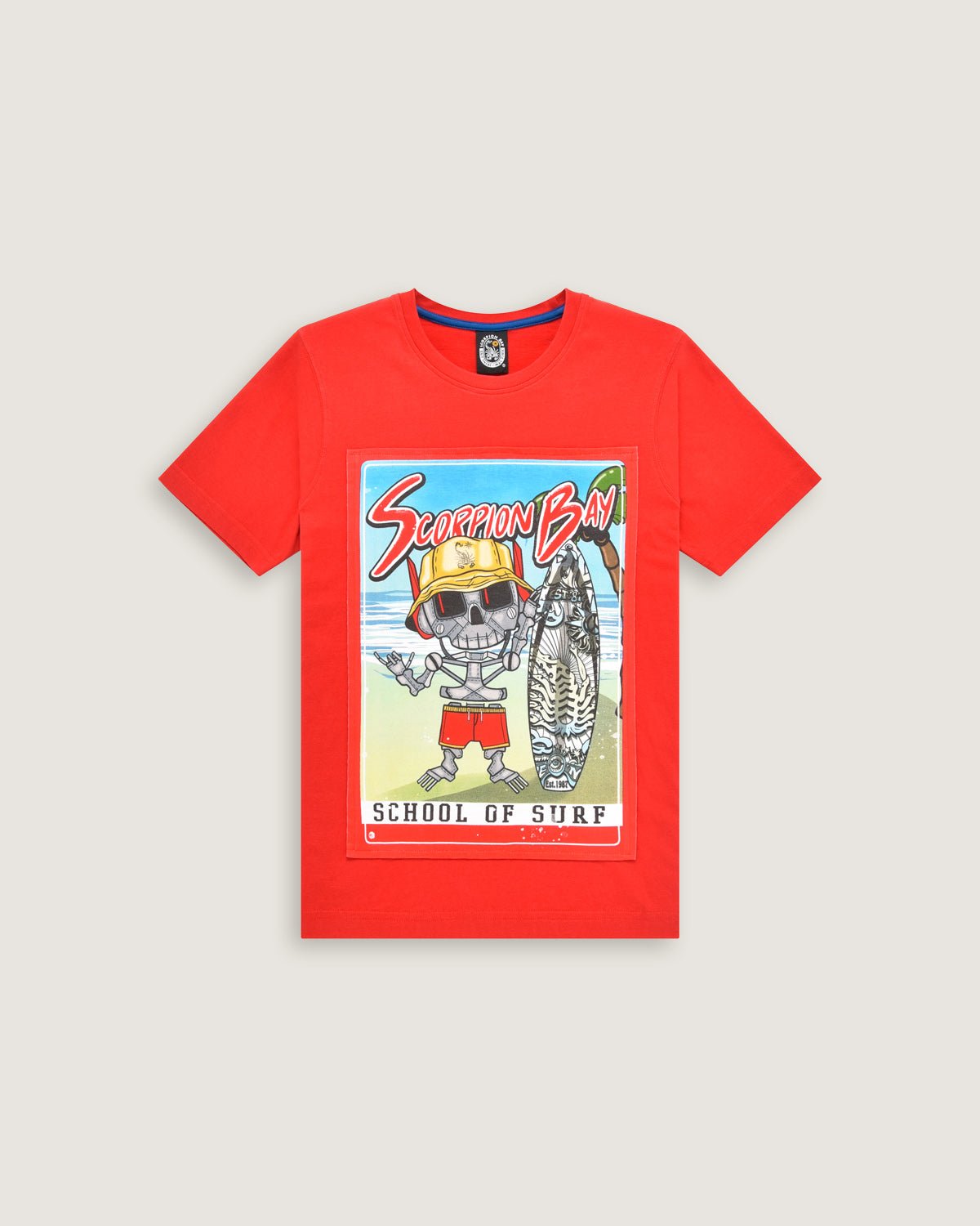 Bambino | T-Shirt 100% Cotone Rossa Con Stampa "Beach Robo Skull" - Scorpion Bay
