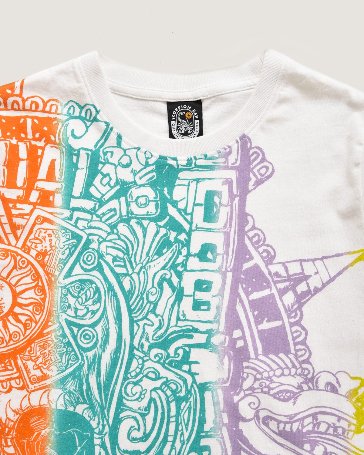 Bambino | T-Shirt Bianca 100% Cotone Con Stampa Multicolore "Inca Skull" - Scorpion Bay