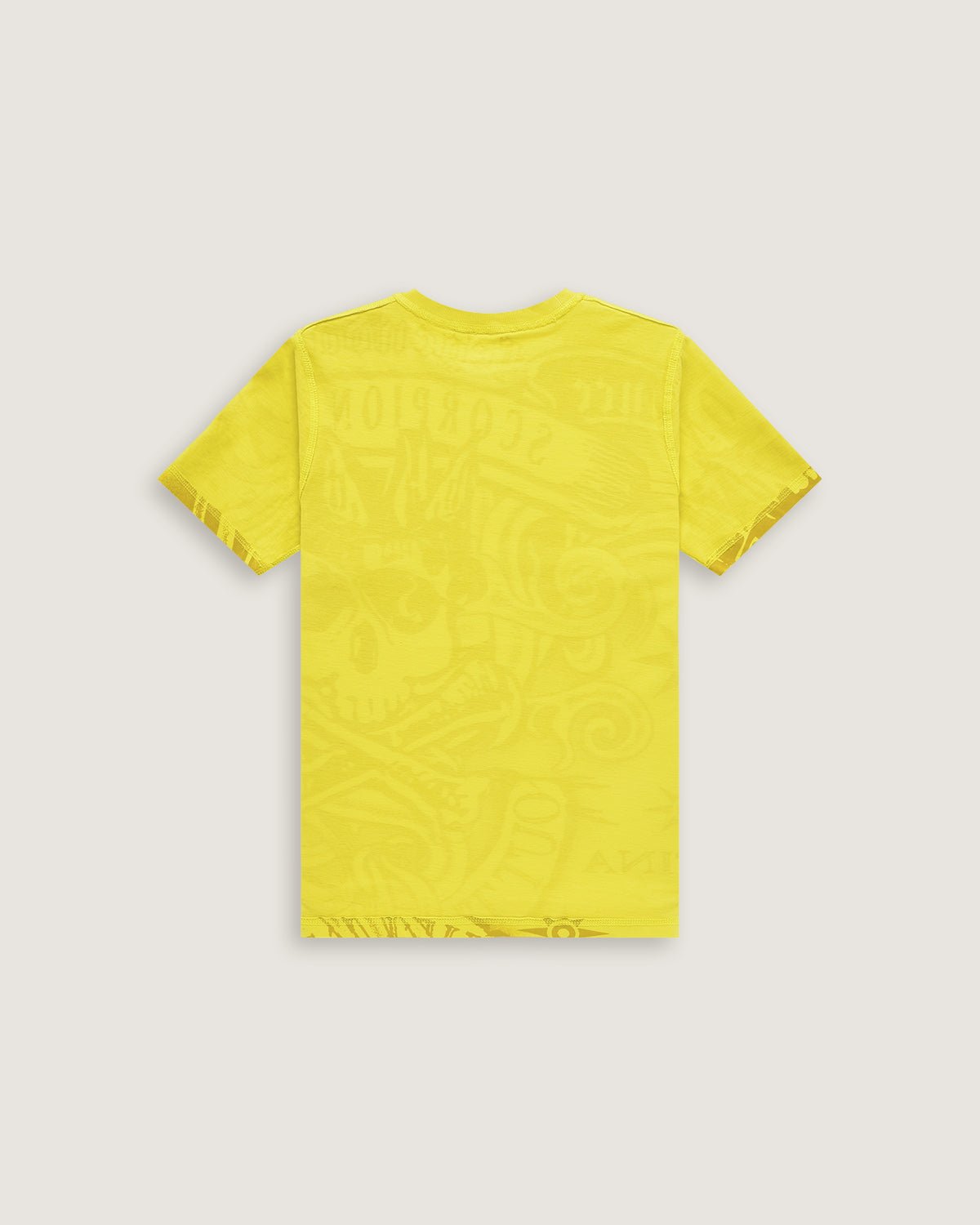 Bambino | T-Shirt Double - Face Color Giallo Acido 100% Cotone Con Stampa All - Over "King Skull" - Scorpion Bay
