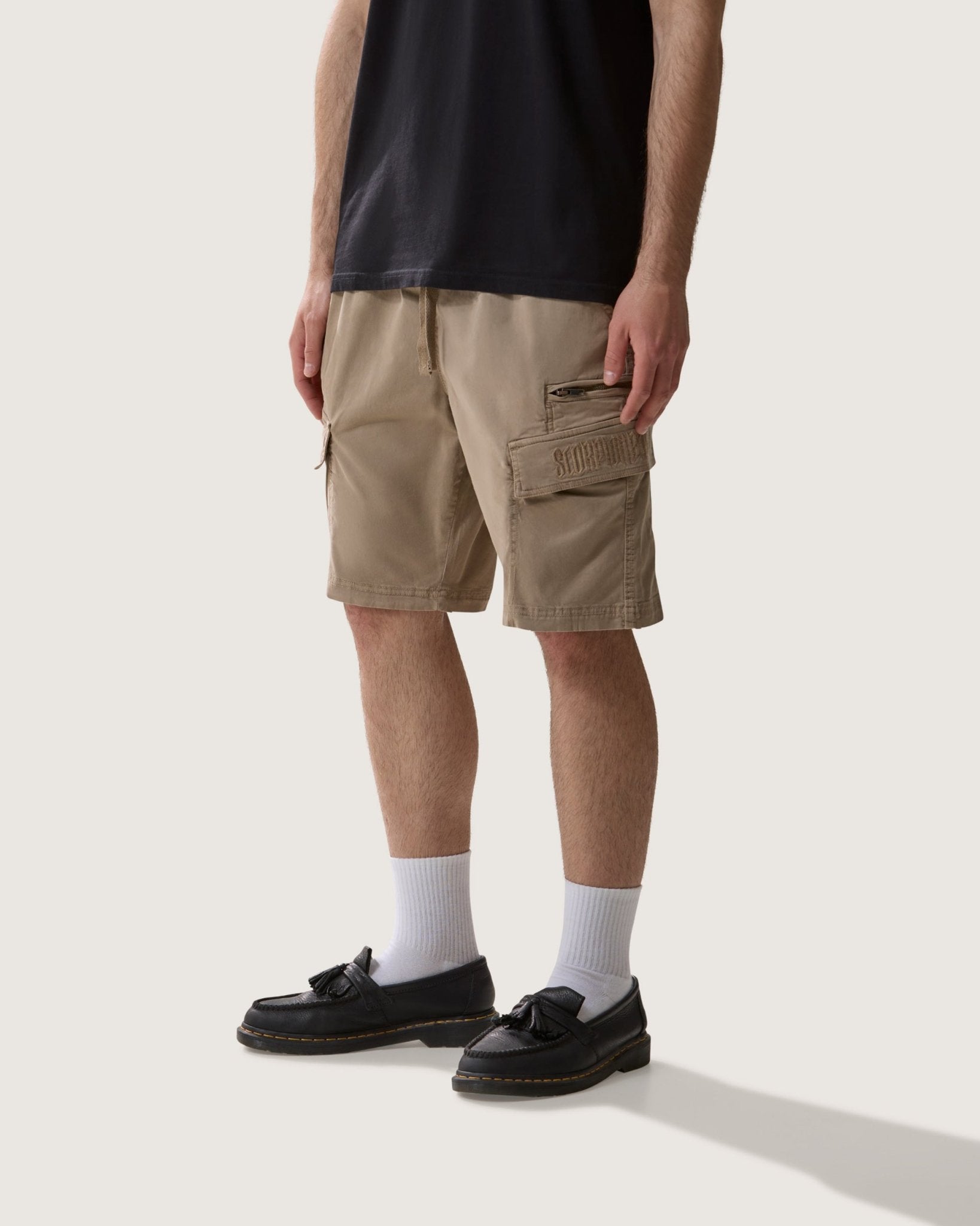 Men's “Gothic Lettering” Multi-Pocket Cargo Bermuda Shorts