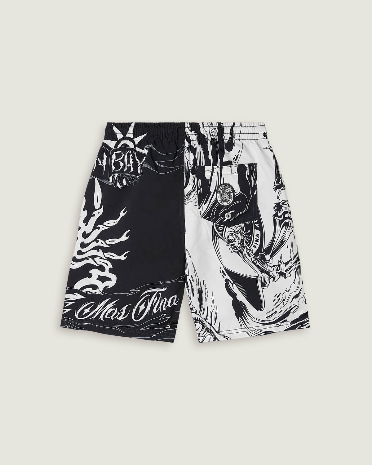 Costume jam stampato all over "Surfing skeleton" bambino - Scorpion Bay