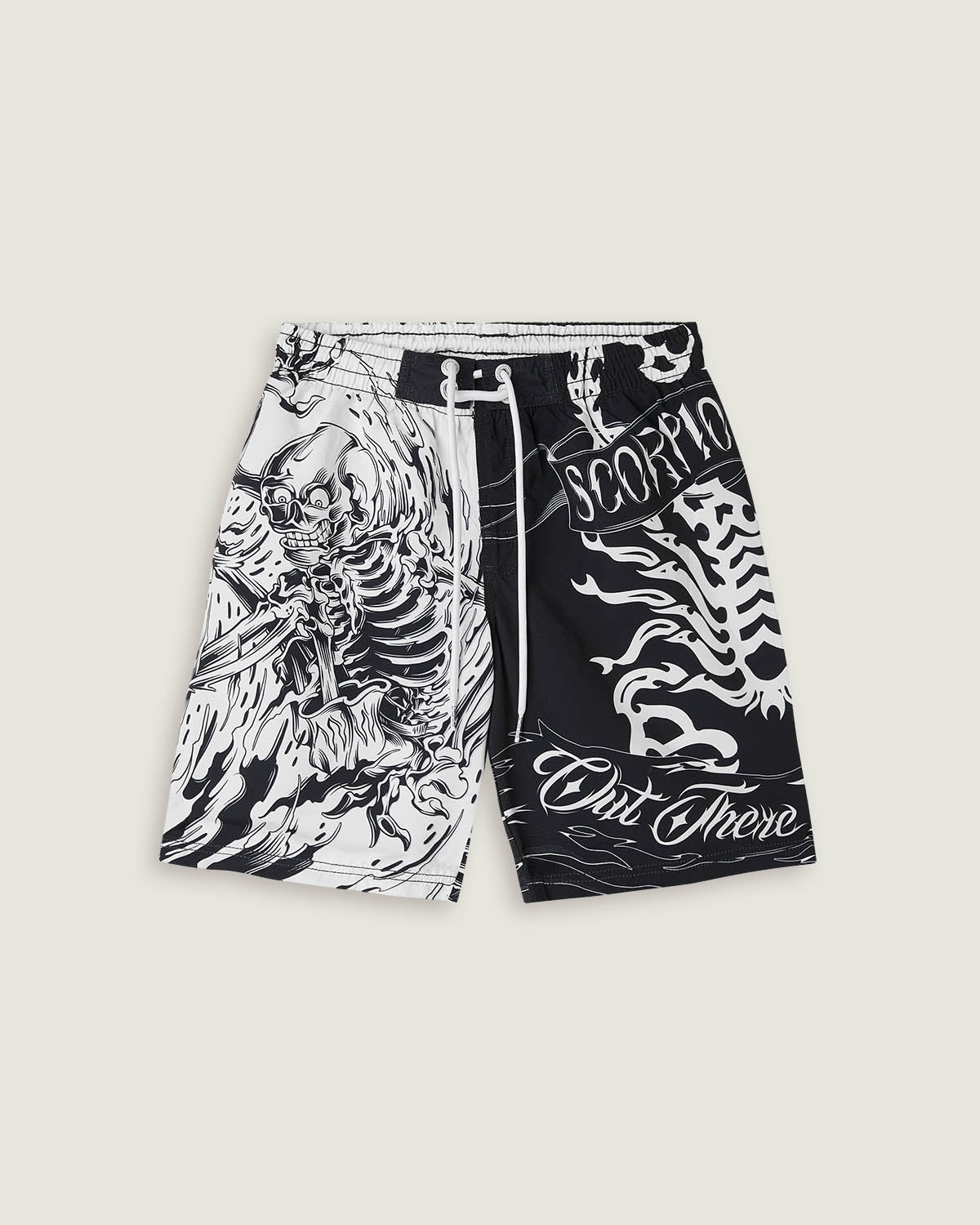 Costume jam stampato all over "Surfing skeleton" bambino - Scorpion Bay