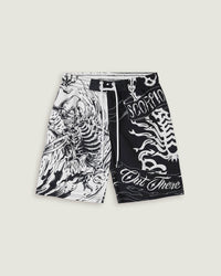 Costume jam stampato all over "Surfing skeleton" bambino - Scorpion Bay