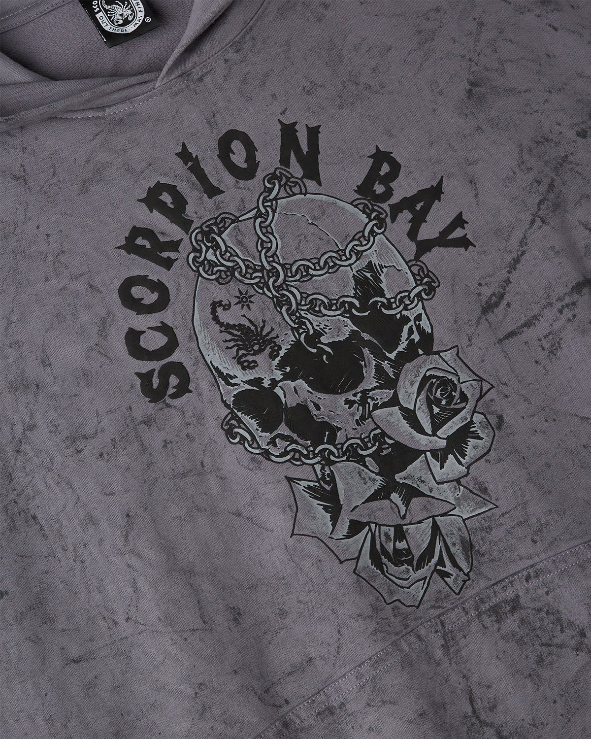 Felpa con cappuccio dirty "Chained Skull & Roses" uomo - Scorpion Bay