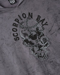 Felpa con cappuccio dirty "Chained Skull & Roses" uomo - Scorpion Bay