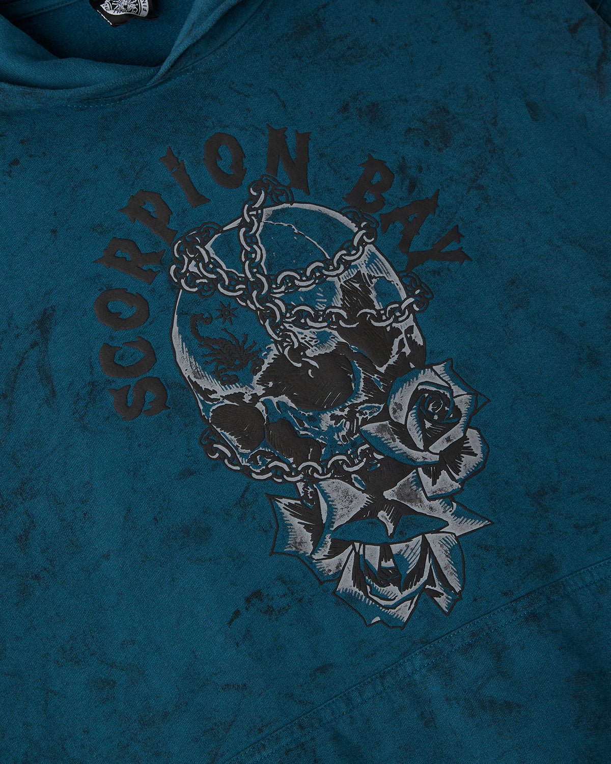 Felpa con cappuccio dirty "Chained Skull & Roses" uomo - Scorpion Bay