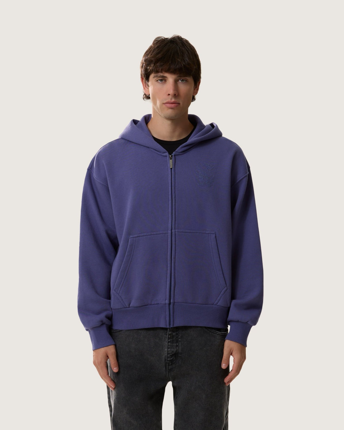 Felpa con cappuccio e zip boxy essential "Iron" uomo - Scorpion Bay