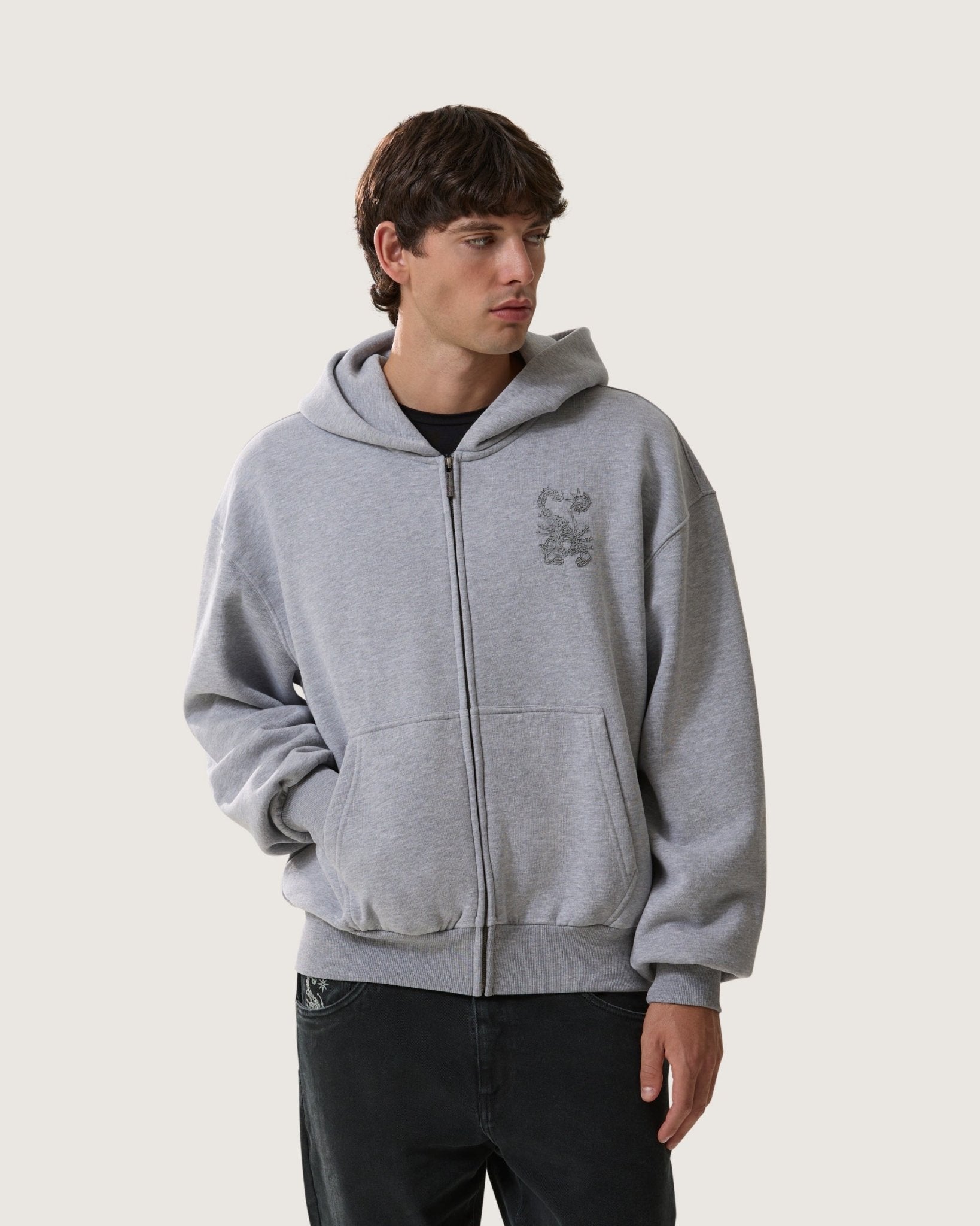 Felpa con cappuccio e zip boxy essential "Iron" uomo - Scorpion Bay