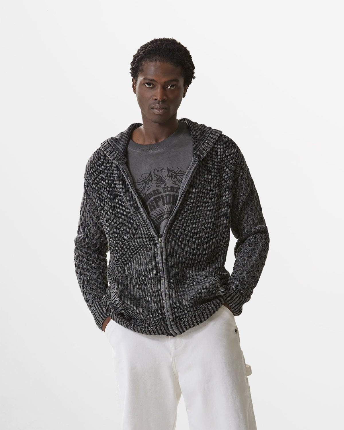 Felpa in maglia con cappuccio e zip uomo - Scorpion Bay