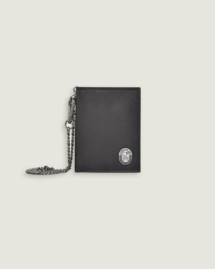 Portafoglio in pelle con catena e logo in metallo - Scorpion Bay