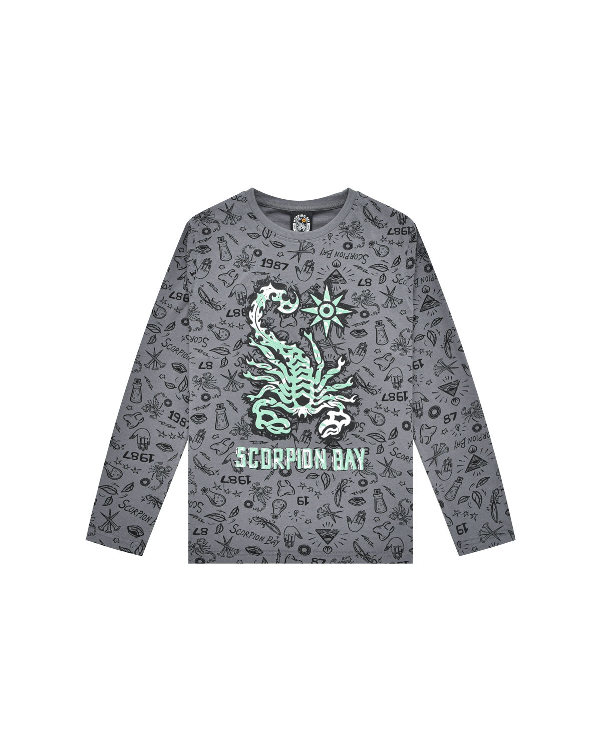 T-Shirt a manica lunga stampata "Sketches" bambino - Scorpion Bay