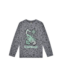 T-Shirt a manica lunga stampata "Sketches" bambino - Scorpion Bay