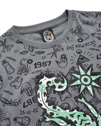 T-Shirt a manica lunga stampata "Sketches" bambino - Scorpion Bay