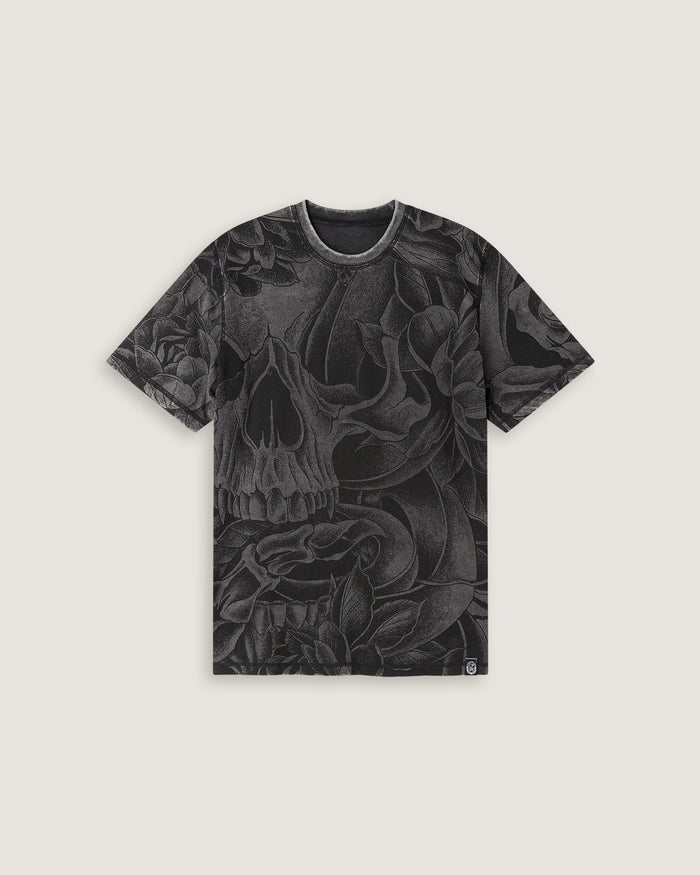 T-shirt stampata double face "Snake & Flowers" uomo - Scorpion Bay