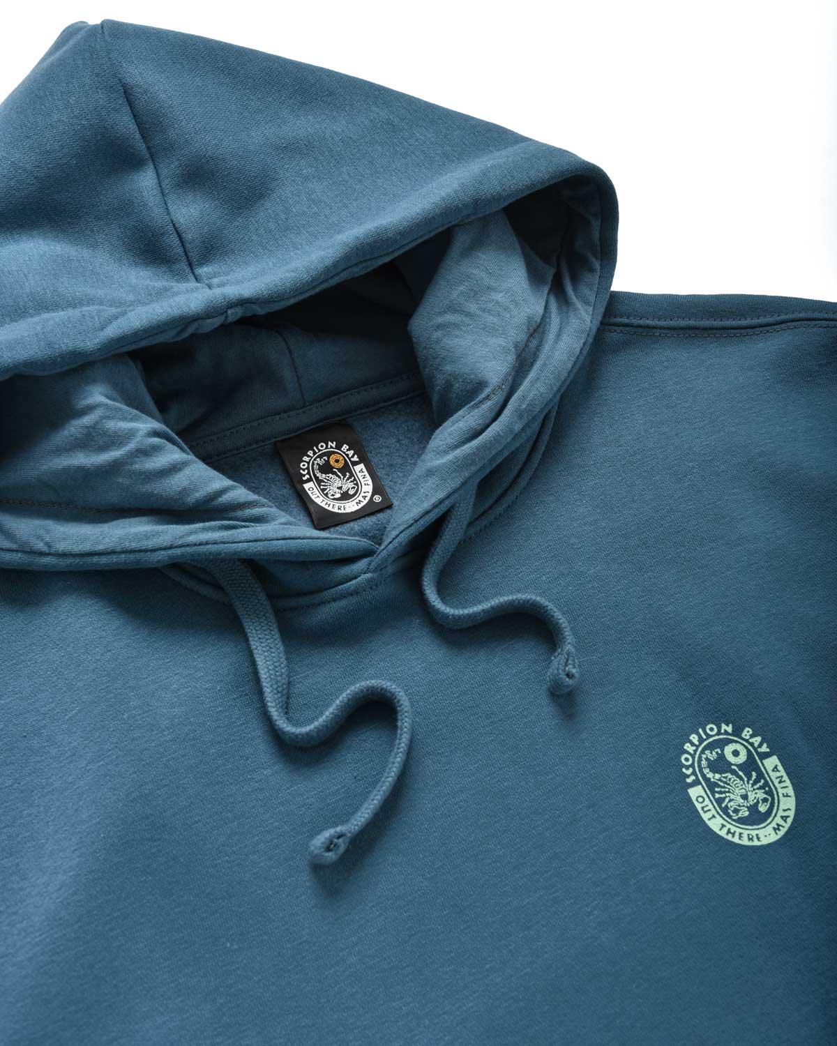 Uomo | Felpa Color Petrolio Con Cappuccio E Stampa "Skull Wave" - Scorpion Bay