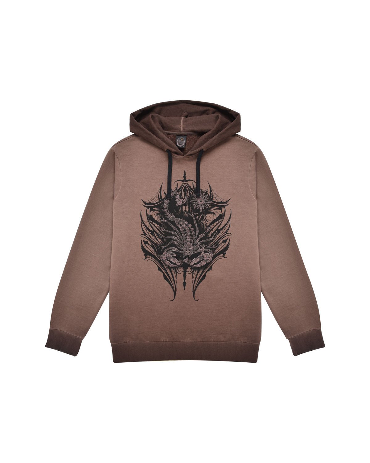 Uomo | Felpa Con Cappuccio Color Tabacco "Tribal Scorpion" In 100% Cotone - Scorpion Bay