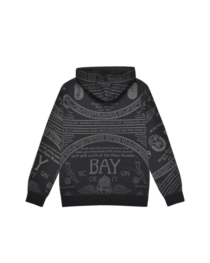 Uomo | Felpa Con Stampa All - Over "Scorpion Ouija" Nera Con Cappuccio - Scorpion Bay