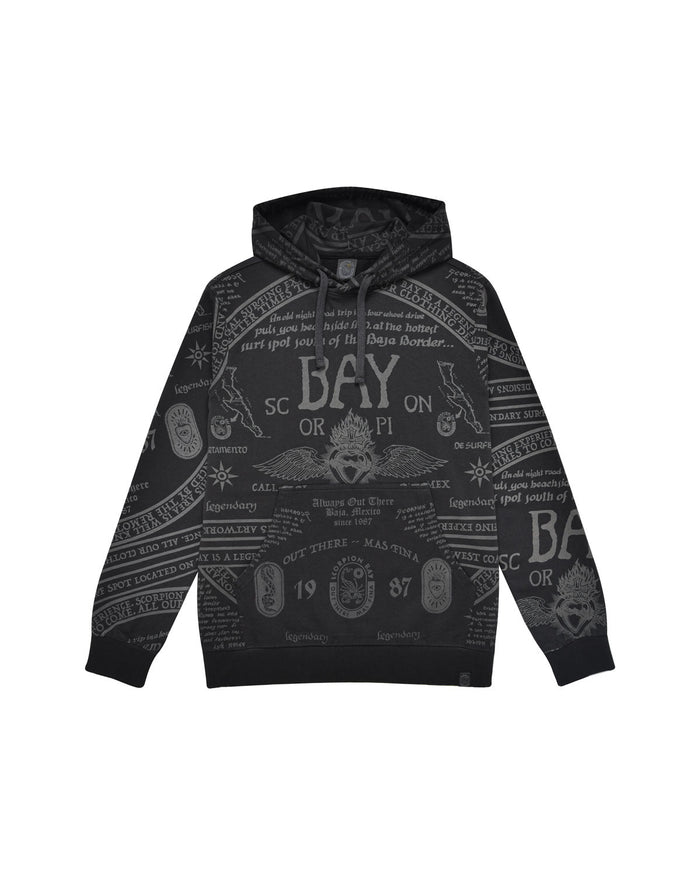 Uomo | Felpa Con Stampa All - Over "Scorpion Ouija" Nera Con Cappuccio - Scorpion Bay