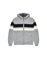 Uomo | Pullover In Maglia A Righe Grigio Con Cappuccio Teddy - Scorpion Bay