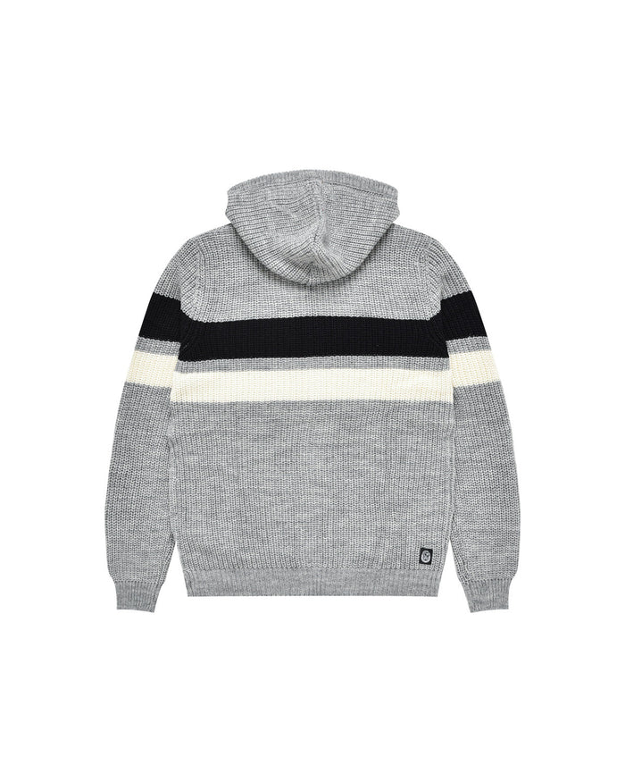 Uomo | Pullover In Maglia A Righe Grigio Con Cappuccio Teddy - Scorpion Bay