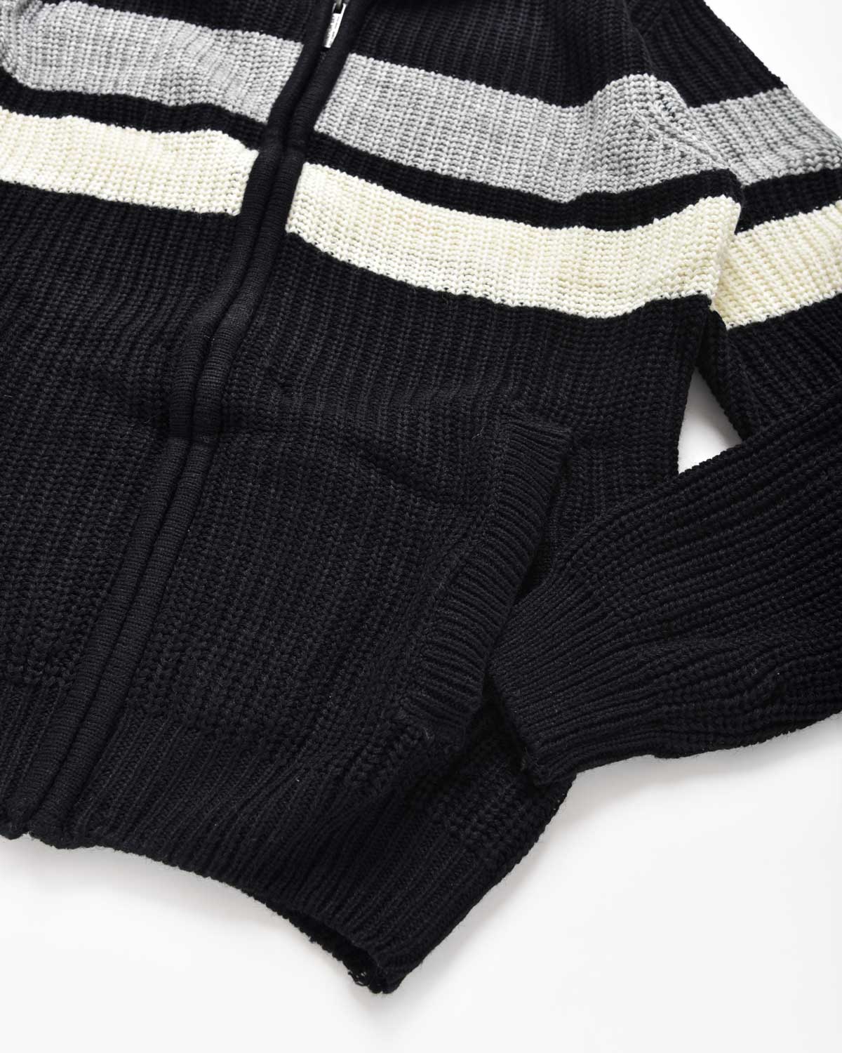 Uomo | Pullover In Maglia A Righe Nero Con Cappuccio Teddy - Scorpion Bay