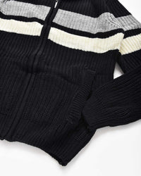 Uomo | Pullover In Maglia A Righe Nero Con Cappuccio Teddy - Scorpion Bay