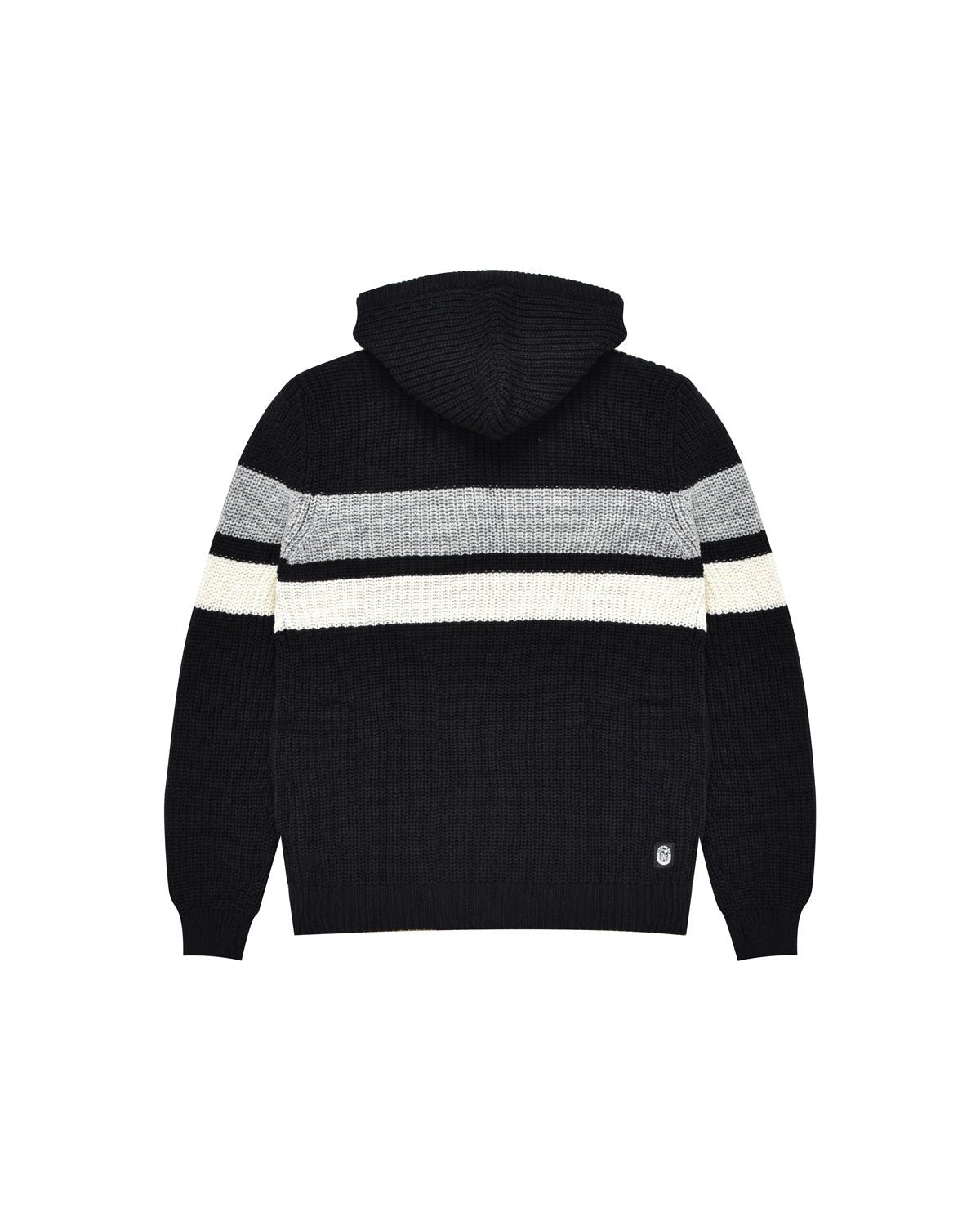 Uomo | Pullover In Maglia A Righe Nero Con Cappuccio Teddy - Scorpion Bay