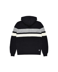 Uomo | Pullover In Maglia A Righe Nero Con Cappuccio Teddy - Scorpion Bay